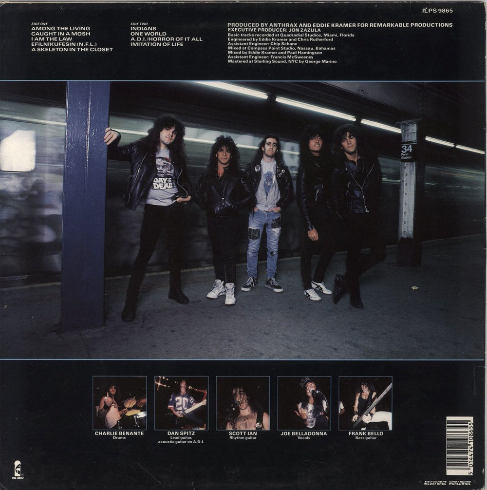 Anthrax Among The Living - VG UK vinyl LP album (LP record) 5014474108655