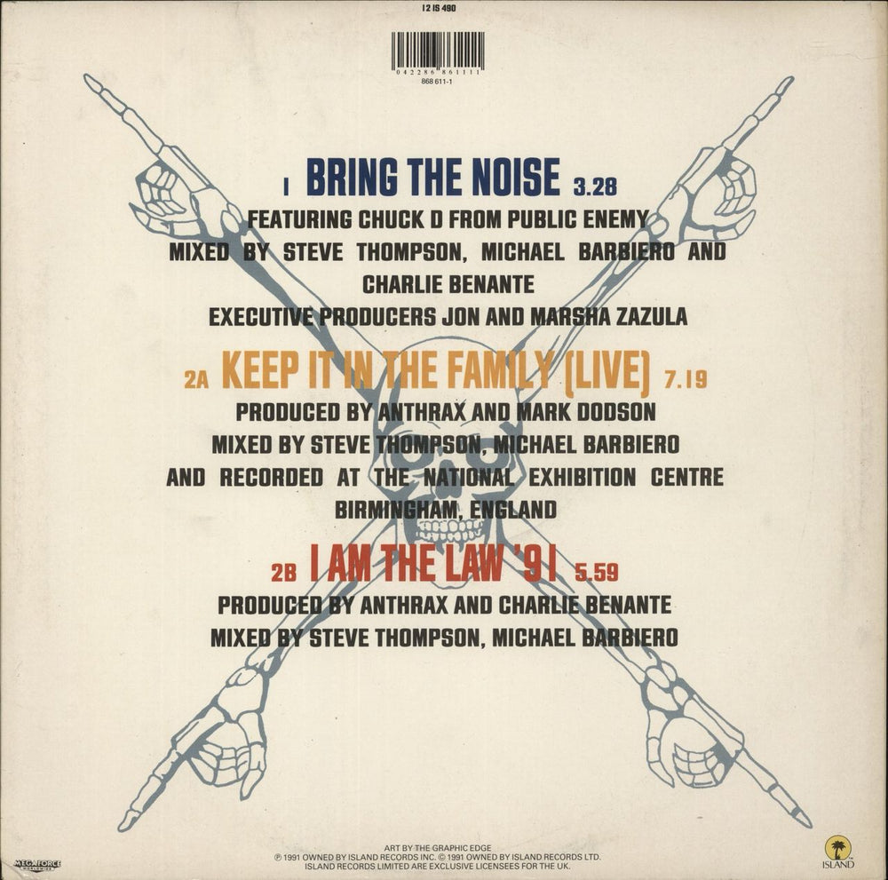 Anthrax Bring The Noise UK 12" vinyl single (12 inch record / Maxi-single) 042286861111