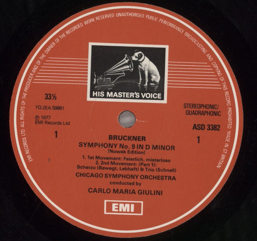 Anton Bruckner Symphony No. 9 - Quad UK vinyl LP album (LP record) B1PLPSY769954