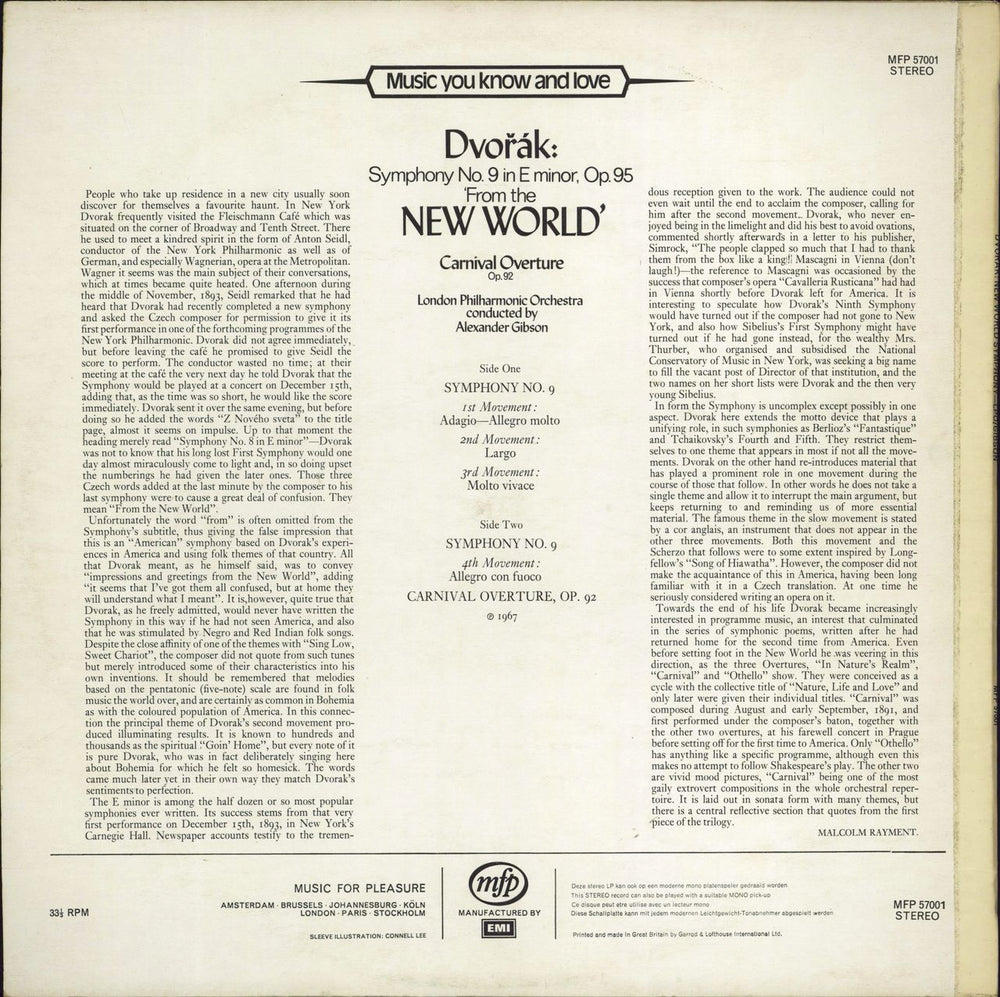 Antonín Dvorák Dvorák: 'New World' Symphony / Carnival Overture UK vinyl LP album (LP record)