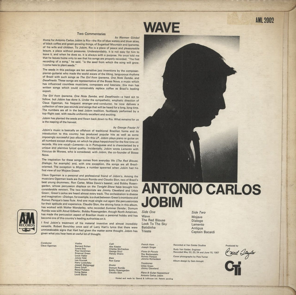 Antonio Carlos Jobim Wave - 1st - EX UK vinyl LP album (LP record)