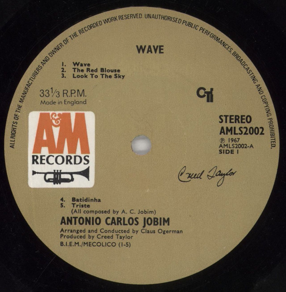 Antonio Carlos Jobim Wave - 1st - EX UK vinyl LP album (LP record) A-JLPWA752565
