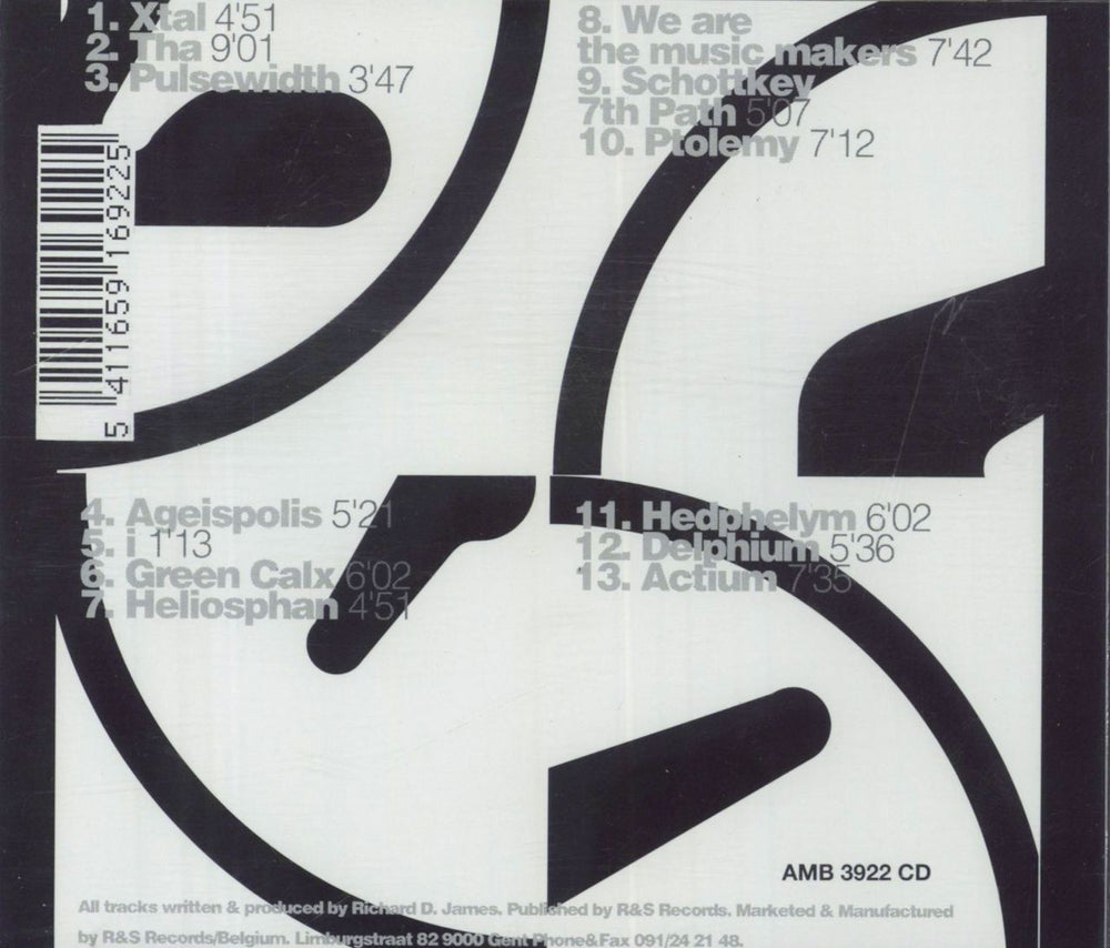 Aphex Twin Selected Ambient Works 85-92 Belgian CD album (CDLP) 5411659169225