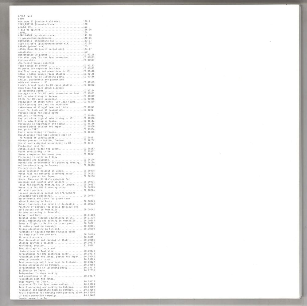 Aphex Twin Syro UK 3-LP vinyl record set (Triple LP Album) WARPLP247