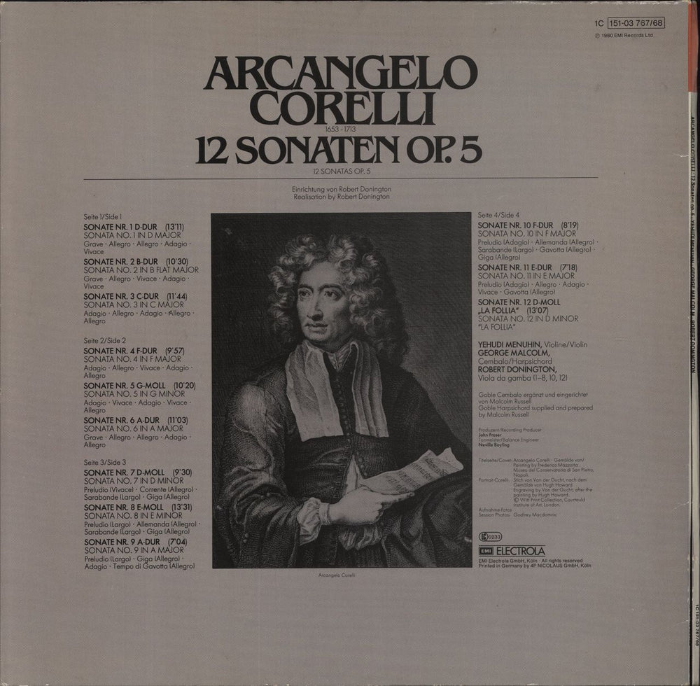 Arcangelo Corelli Corelli: 12 Sonatas Op. 5 German 2-LP vinyl record set (Double LP Album)