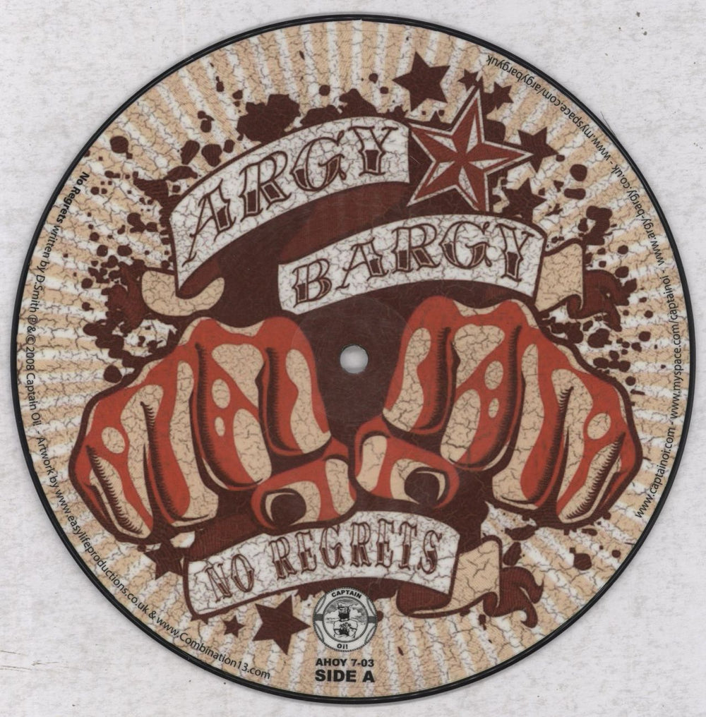 Argy Bargy No Regrets/Jukebox Generation UK 7" vinyl picture disc (7 inch picture disc single) AHOY7-03