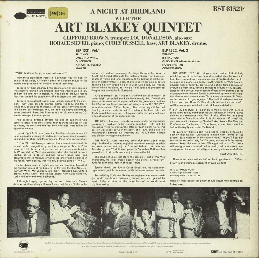 Art Blakey & The Jazz Messengers A Night At Birdland Vol. 1 French vinyl LP album (LP record)