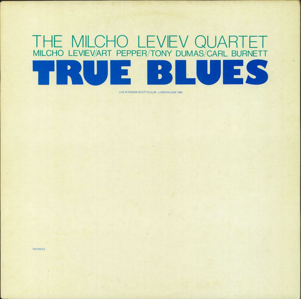 Art Pepper & Milcho Leviev True Blues - EX UK vinyl LP album (LP record) MOLE5