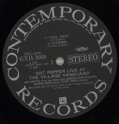 Art Pepper Live At The Village Vanguard + Numberplate Japanese 3-LP vinyl record set (Triple LP Album) A/P3LLI519375