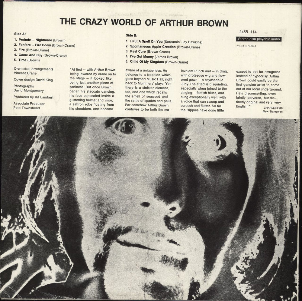 Arthur Brown The Crazy World Of Arthur Brown Dutch vinyl LP album (LP record)