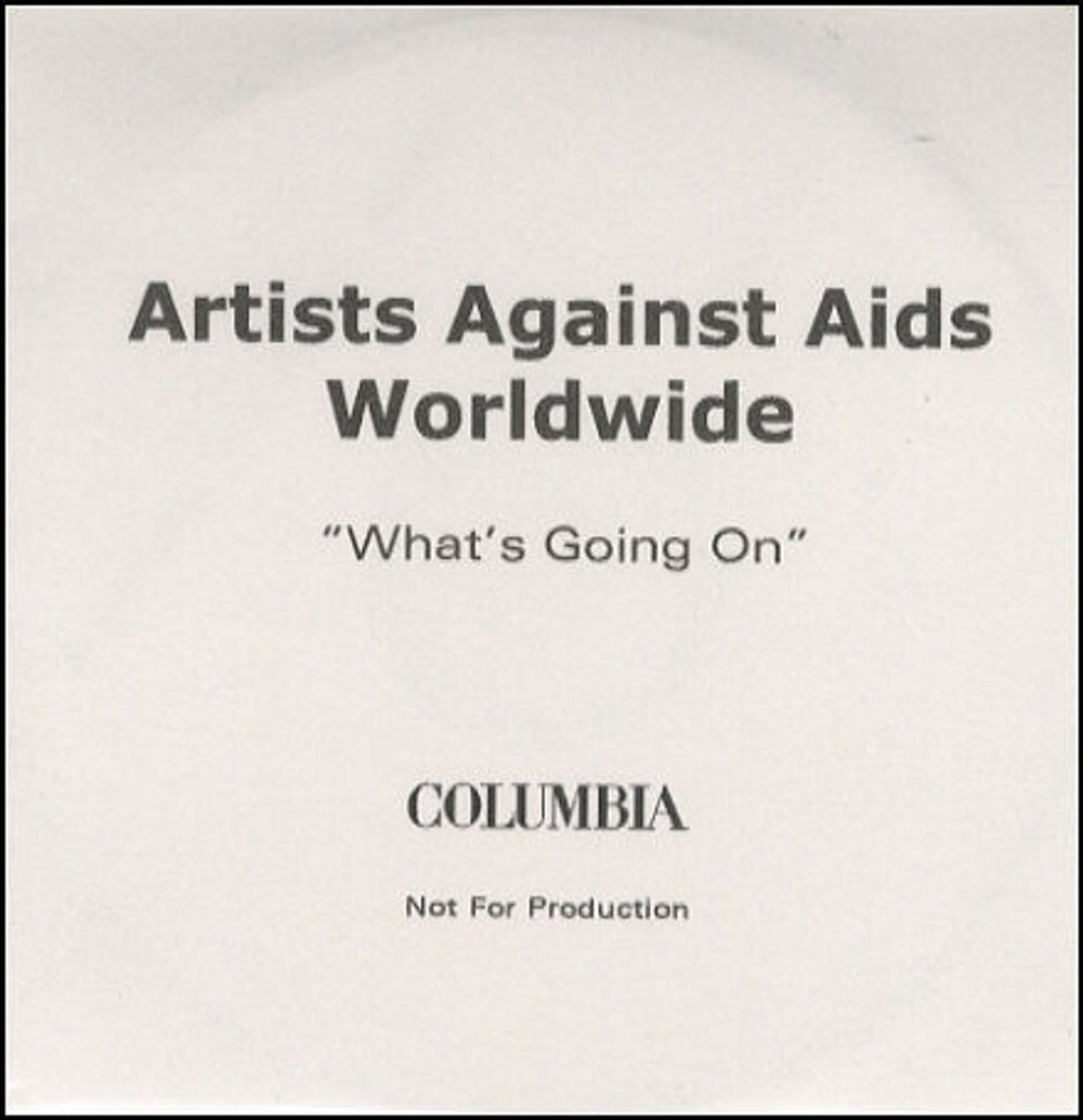 Artists Against Aids Worldwide What's Going On UK Promo CD-R acetate CD ACETATE