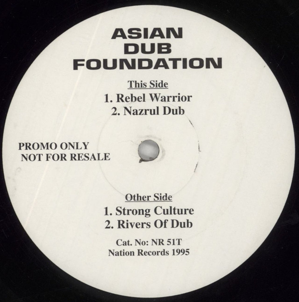 Asian Dub Foundation Rebel Warrior UK Promo 12" vinyl single (12 inch record / Maxi-single) NR51T