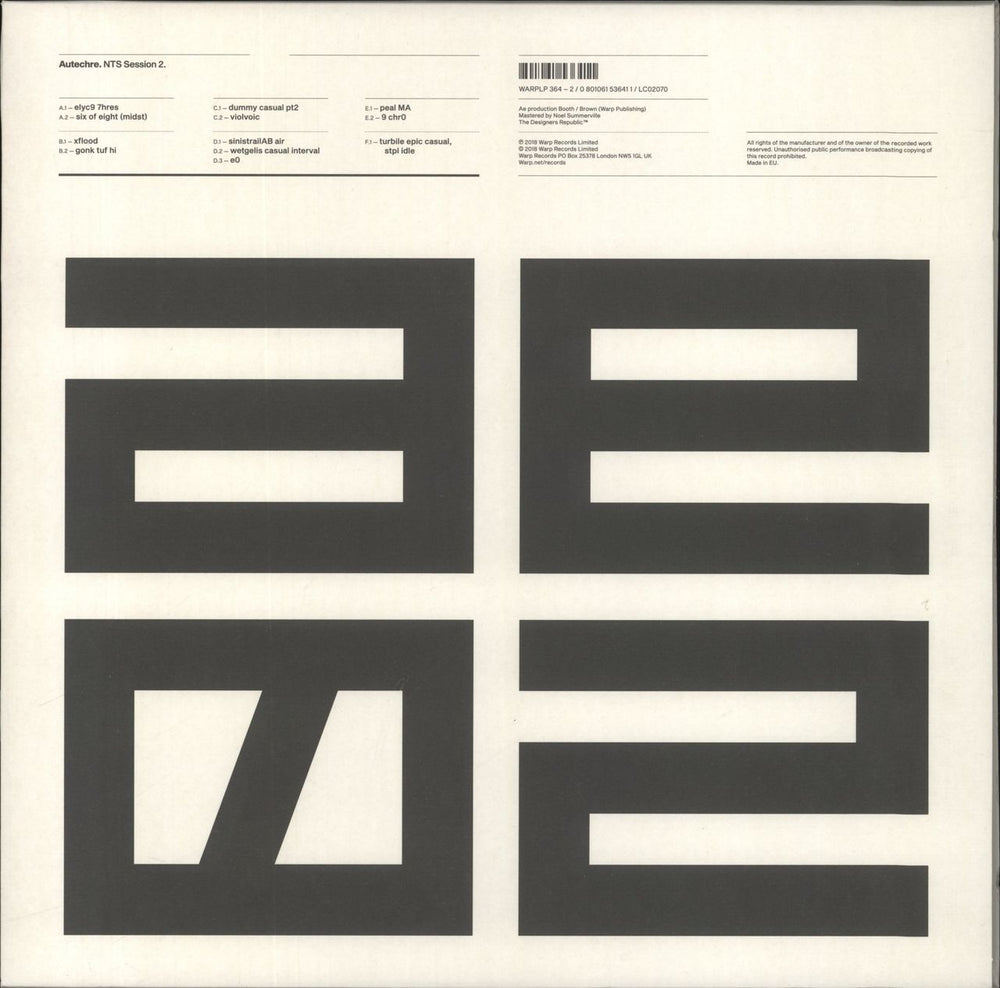 Autechre NTS Session 2 UK 3-LP vinyl record set (Triple LP Album) WARP364-2