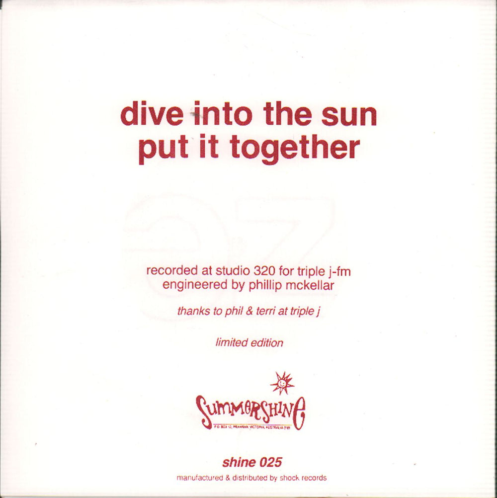 Autohaze Dive Into The Sun Australian 7" vinyl single (7 inch record / 45) AUT07DI06692