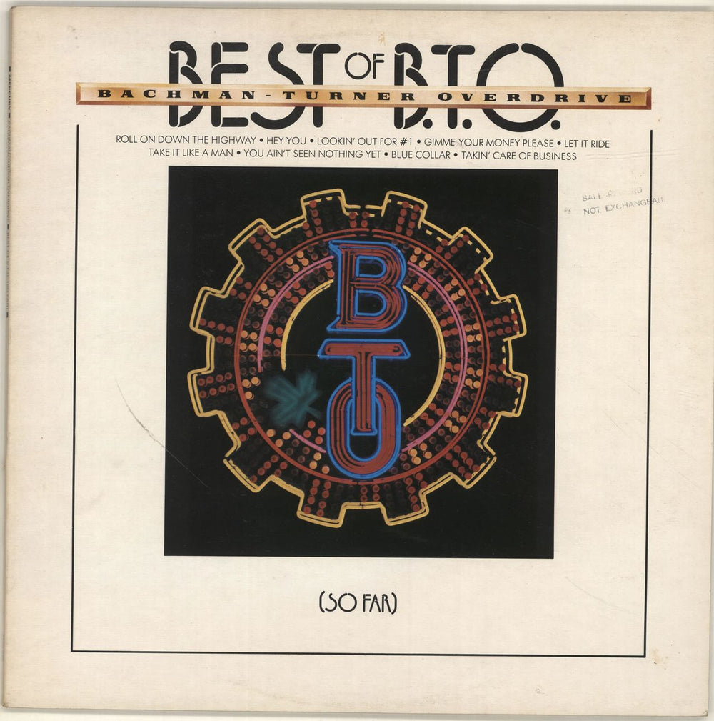 Bachman Turner Overdrive Best Of B.T.O. (So Far) UK vinyl LP album (LP record) 9100026