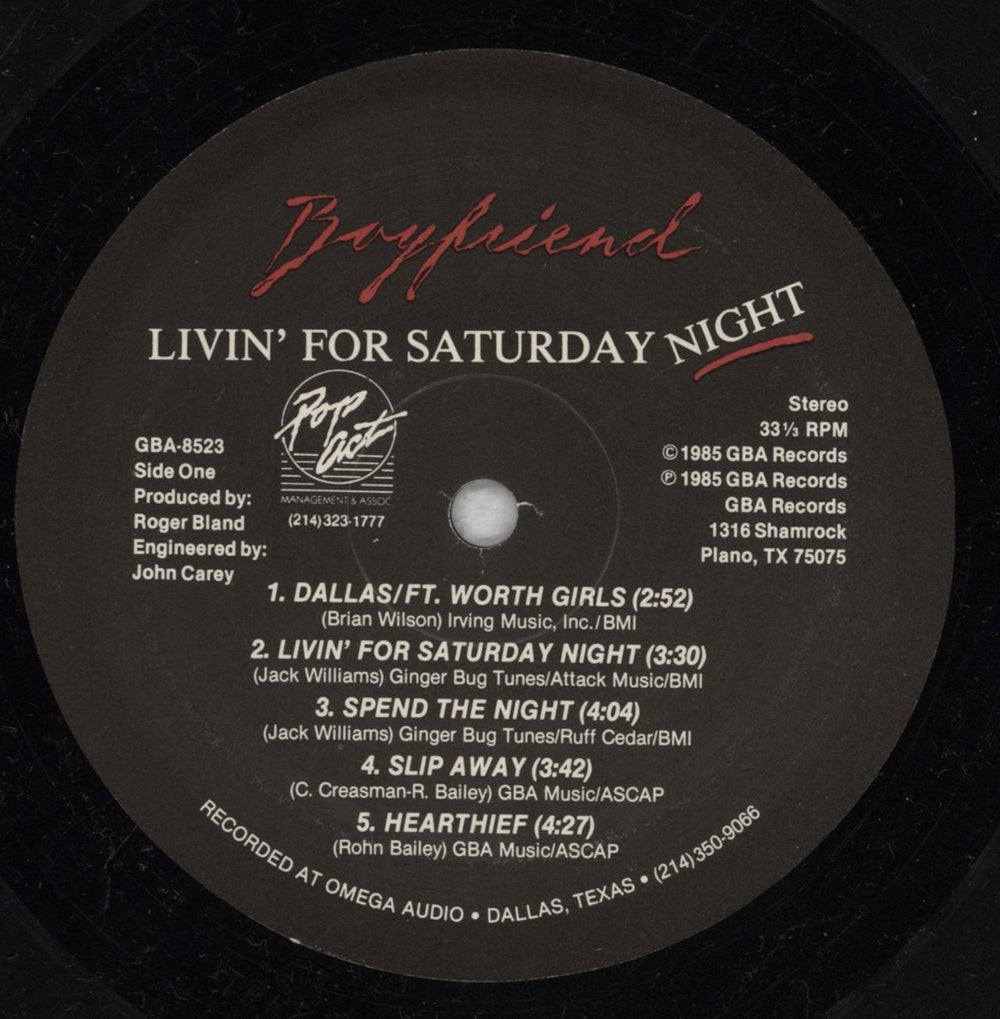 Backstreet [AOR] Livin' For Saturday Night US vinyl LP album (LP record) 6OJLPLI843022