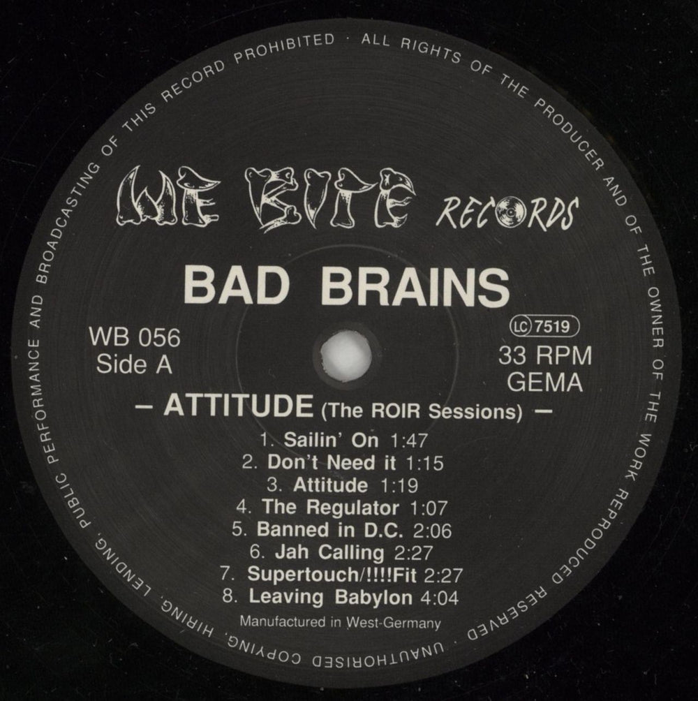 Bad Brains Attitude: The ROIR Sessions - Shrink German vinyl LP album (LP record) BN8LPAT868938