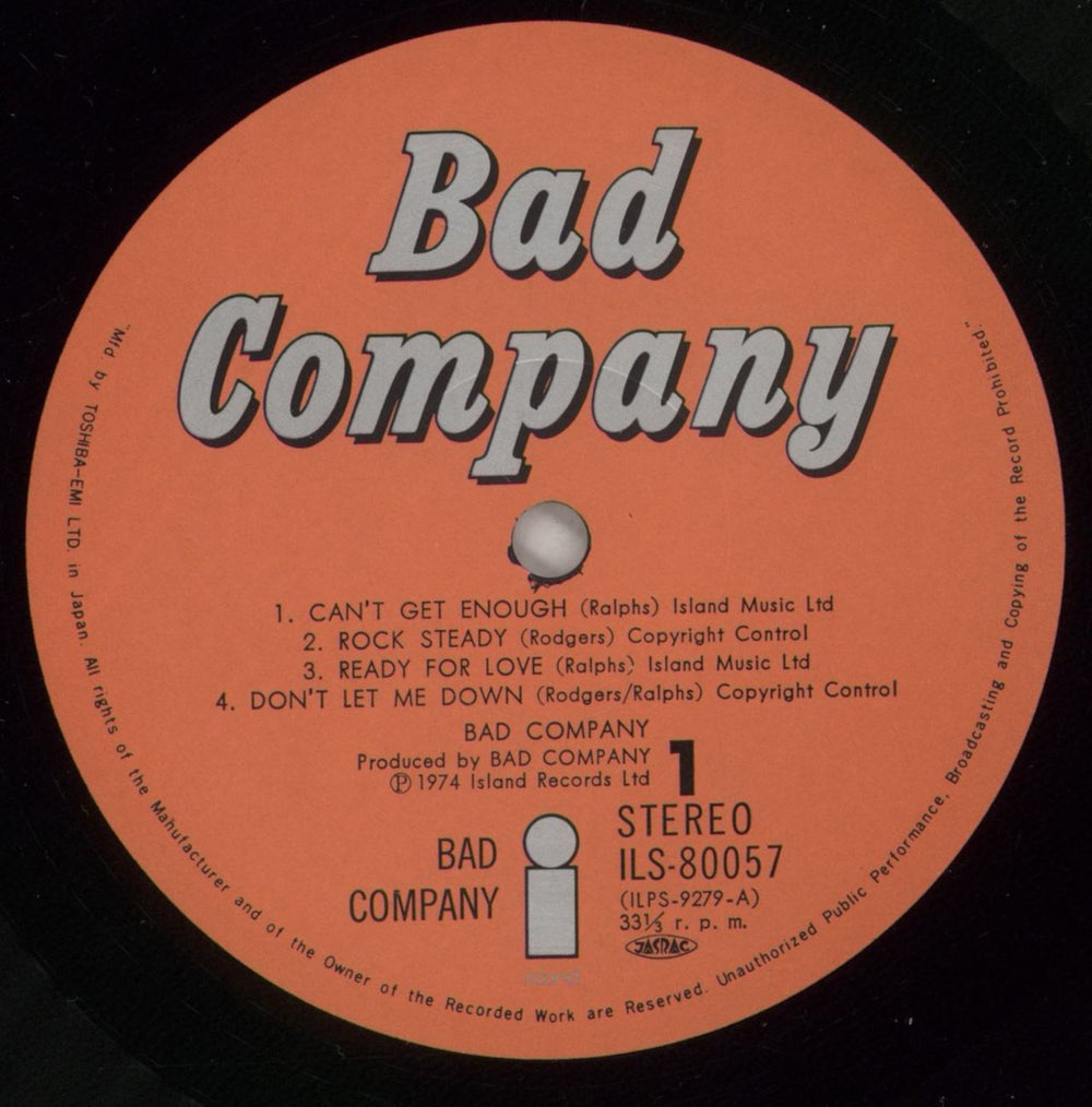 Bad Company Bad Company Japanese vinyl LP album (LP record) BCOLPBA880568