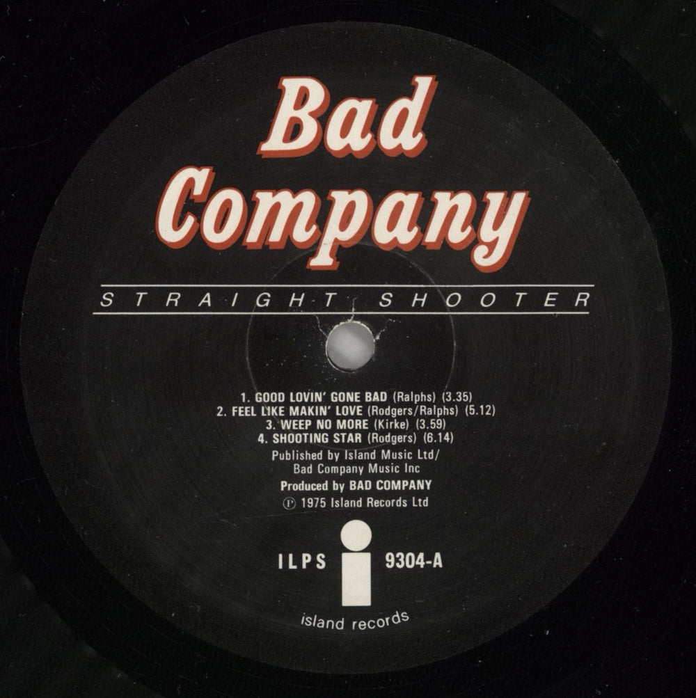 Bad Company Straight Shooter + Inner - 1st - EX UK vinyl LP album (LP record) BCOLPST874036