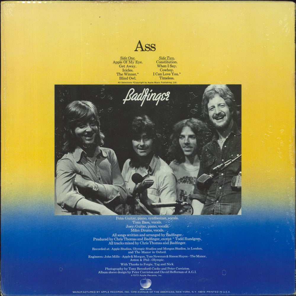 Badfinger Ass US vinyl LP album (LP record)