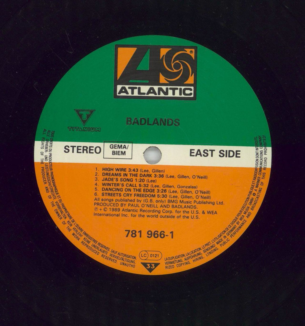 Badlands Badlands German vinyl LP album (LP record) BDLLPBA277486