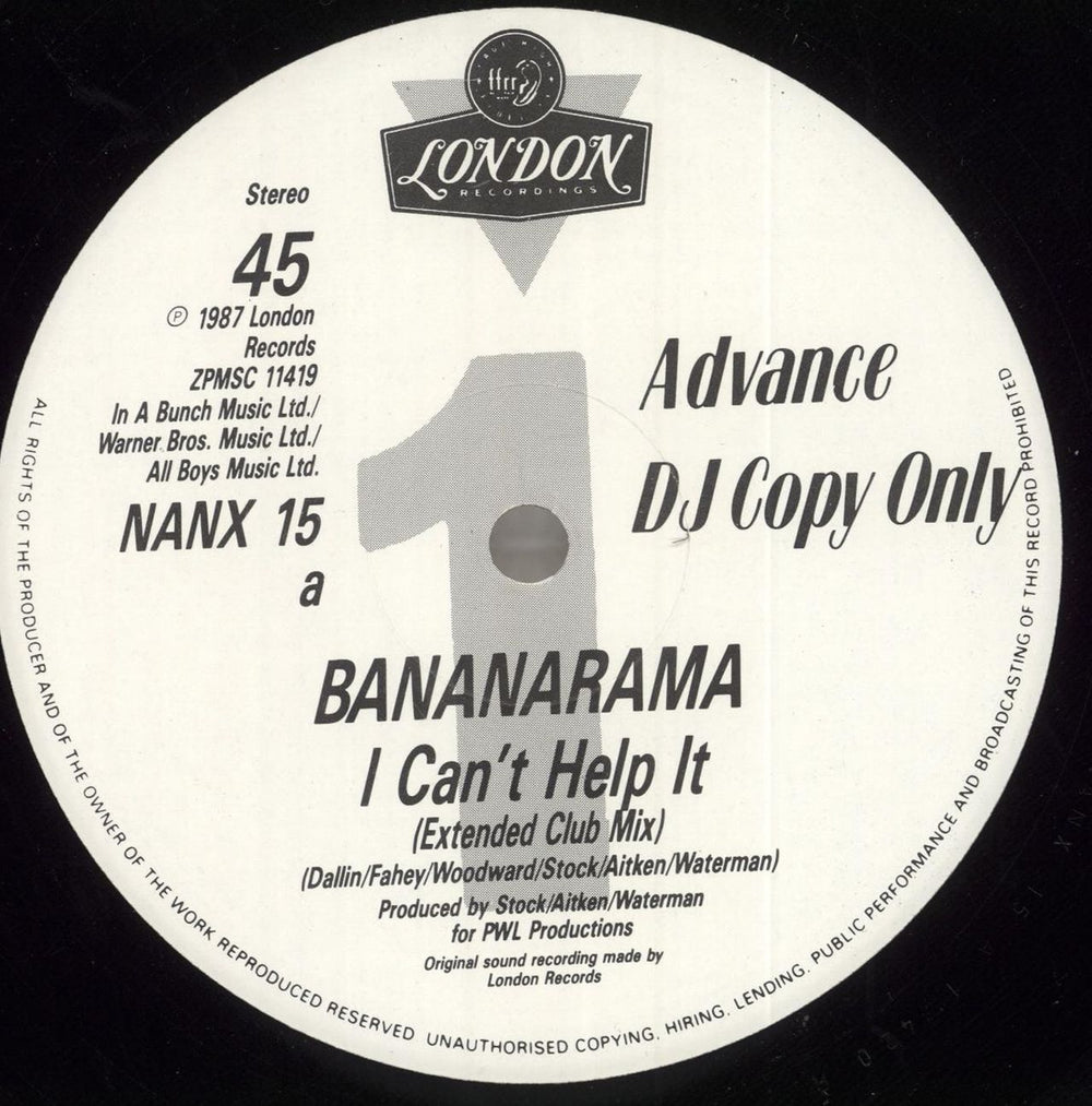 Bananarama I Can't Help It UK Promo 12" vinyl single (12 inch record / Maxi-single) NANX15