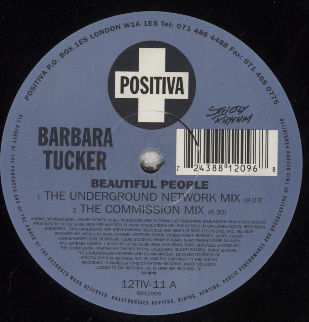 Barbara Tucker Beautiful People UK 12" vinyl single (12 inch record / Maxi-single) BPJ12BE845608