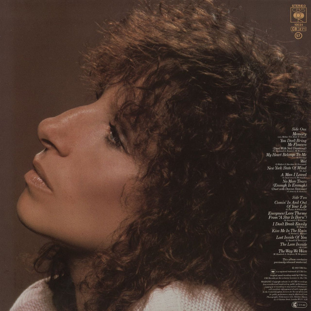 Barbra Streisand Love Songs UK vinyl LP album (LP record)