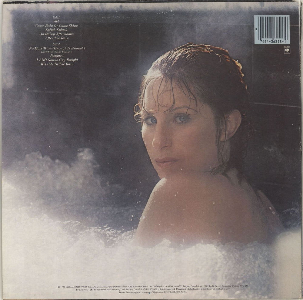 Barbra Streisand Wet Canadian vinyl LP album (LP record)