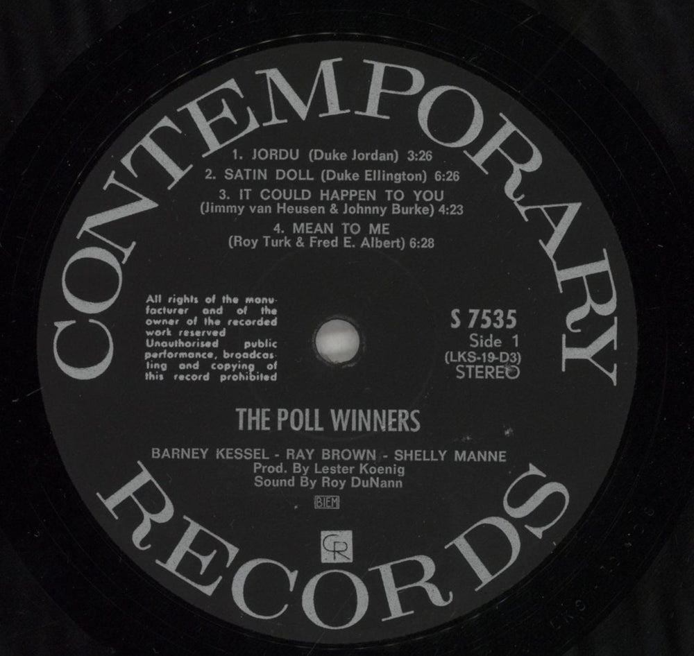 Barney Kessel The Poll Winners US vinyl LP album (LP record) BC0LPTH878502