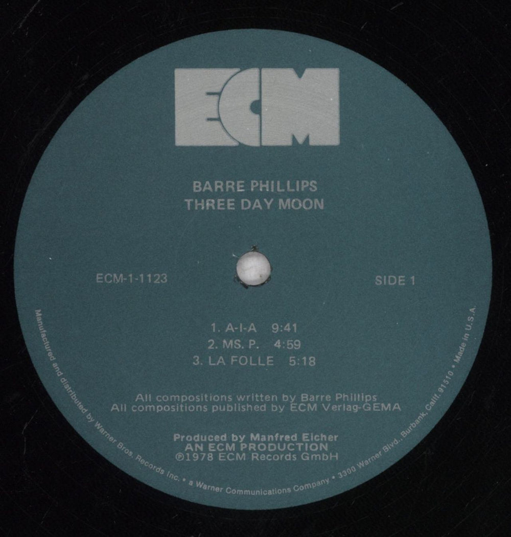 Barre Phillips Three Day Moon US vinyl LP album (LP record) E5ULPTH846924