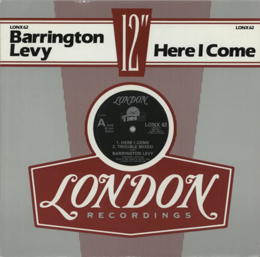 Barrington Levy Here I Come UK 12" vinyl single (12 inch record / Maxi-single) LONX62