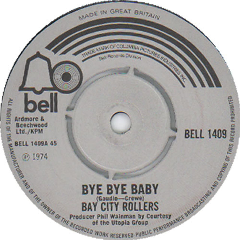 Bay City Rollers Bye Bye Baby UK 7" vinyl single (7 inch record / 45) BELL1409