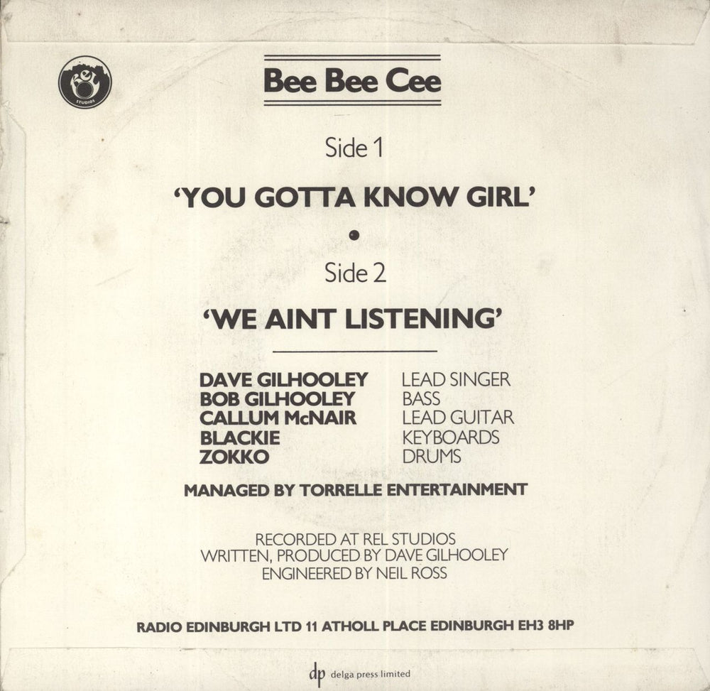 Bee Bee Cee You Gotta Know Girl UK 7" vinyl single (7 inch record / 45)