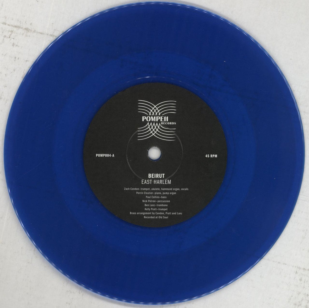 Beirut East Harlem - Blue Vinyl US 7" vinyl single (7 inch record / 45) BI107EA780519