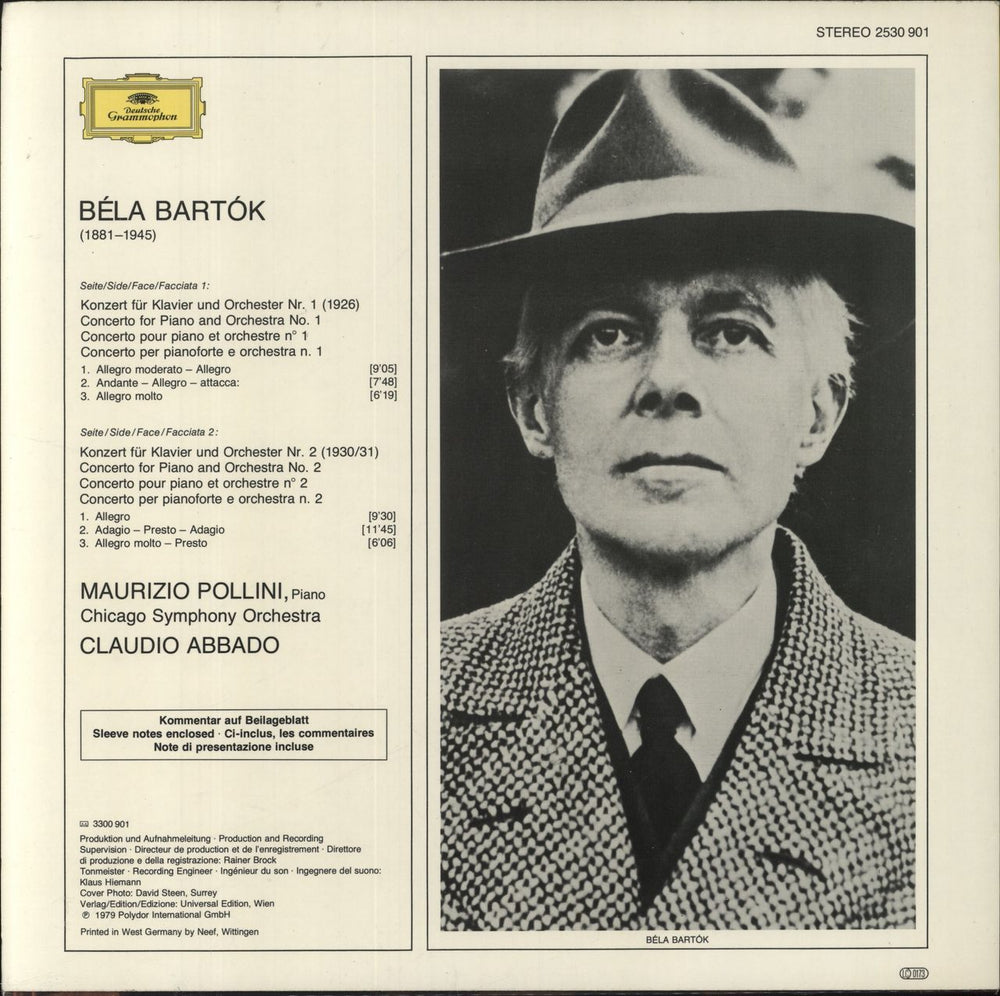 Béla Bartók Bartók: Klavierkonzerte = Piano Concertos 1 + 2 German vinyl LP album (LP record)