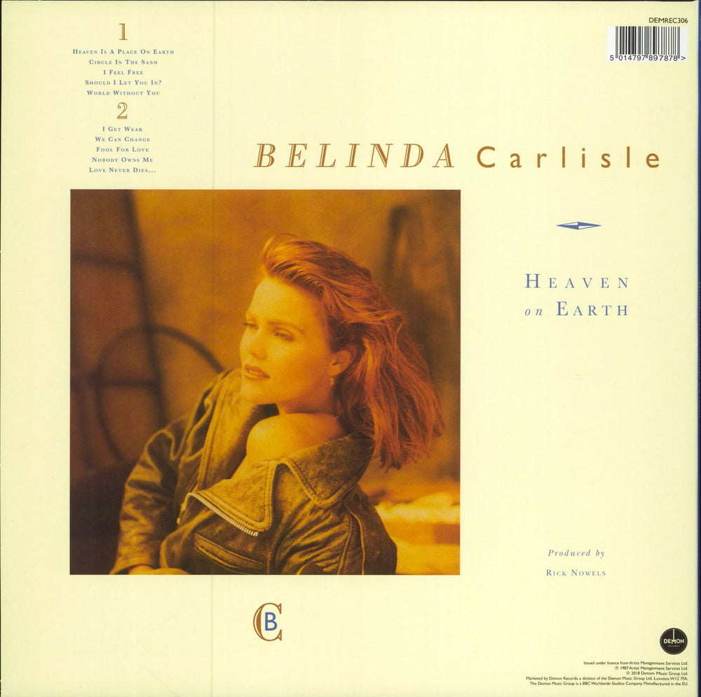 Belinda Carlisle Heaven On Earth - 180gm Blue Vinyl UK vinyl LP album (LP record) 5014797897878