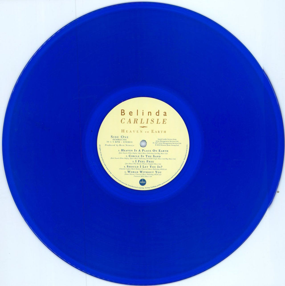 Belinda Carlisle Heaven On Earth - 180gm Blue Vinyl UK vinyl LP album (LP record) CARLPHE780003