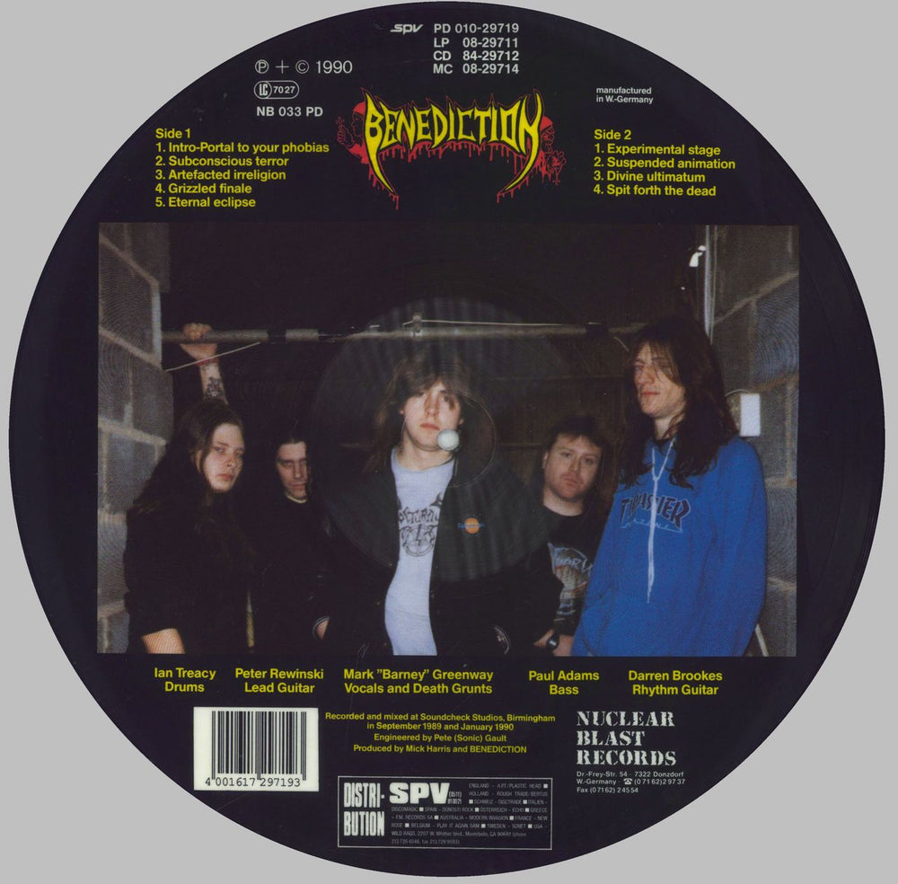 Benediction Subconscious Terror German picture disc LP (vinyl picture disc album) 4001617297193