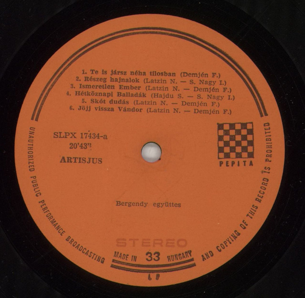Bergendy Bergendy Hungarian vinyl LP album (LP record) 8YSLPBE865657