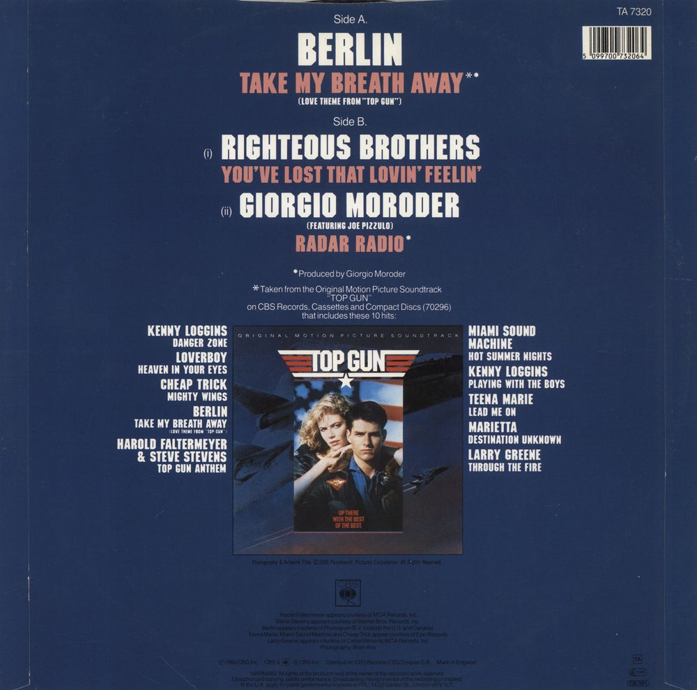 Berlin Take My Breath Away UK 12" vinyl single (12 inch record / Maxi-single) 5099700732064