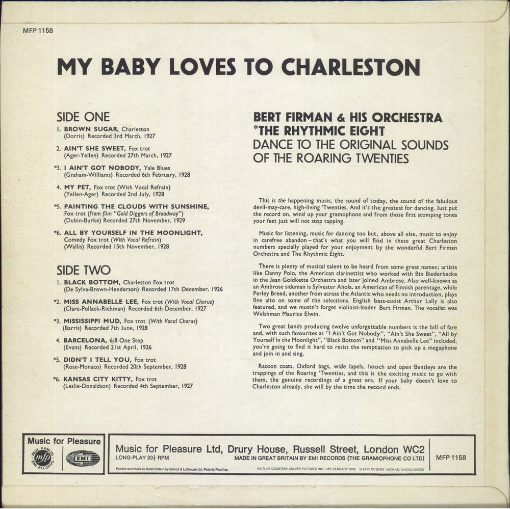 Bert Firman My Baby Loves To Charleston UK vinyl LP album (LP record)