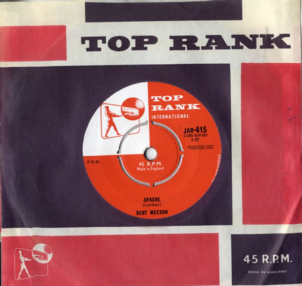 Bert Weedon Apache UK 7" vinyl single (7 inch record / 45) JAR-415