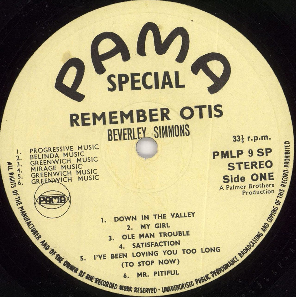 Beverley Simmons Remember Otis UK vinyl LP album (LP record) 0E0LPRE728419