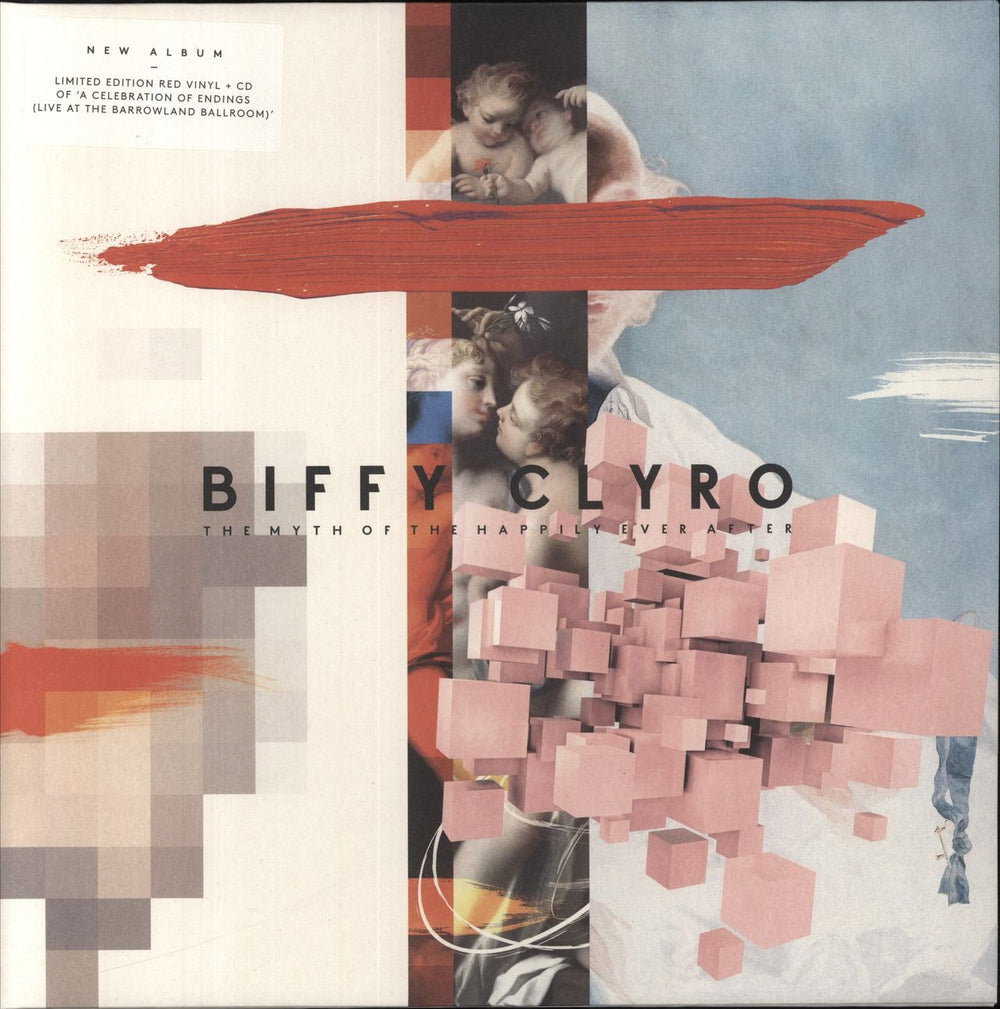 Biffy Clyro The Myth Of The Happily Ever After - Red Vinyl + CD & Signed Postcard UK vinyl LP album (LP record) 0190296615030