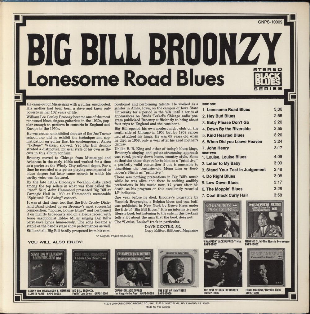 Big Bill Broonzy Lonesome Road Blues US vinyl LP album (LP record)