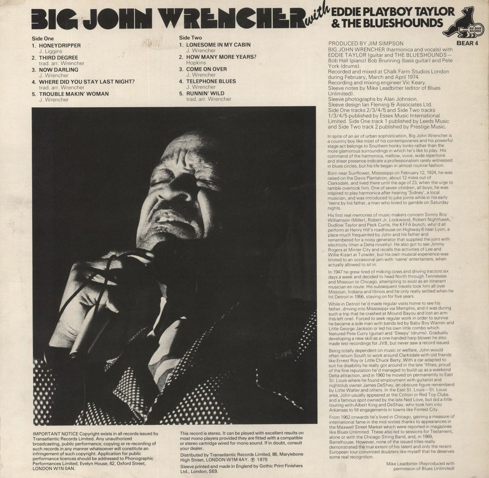 Big John Wrencher Big John's Boogie UK vinyl LP album (LP record)