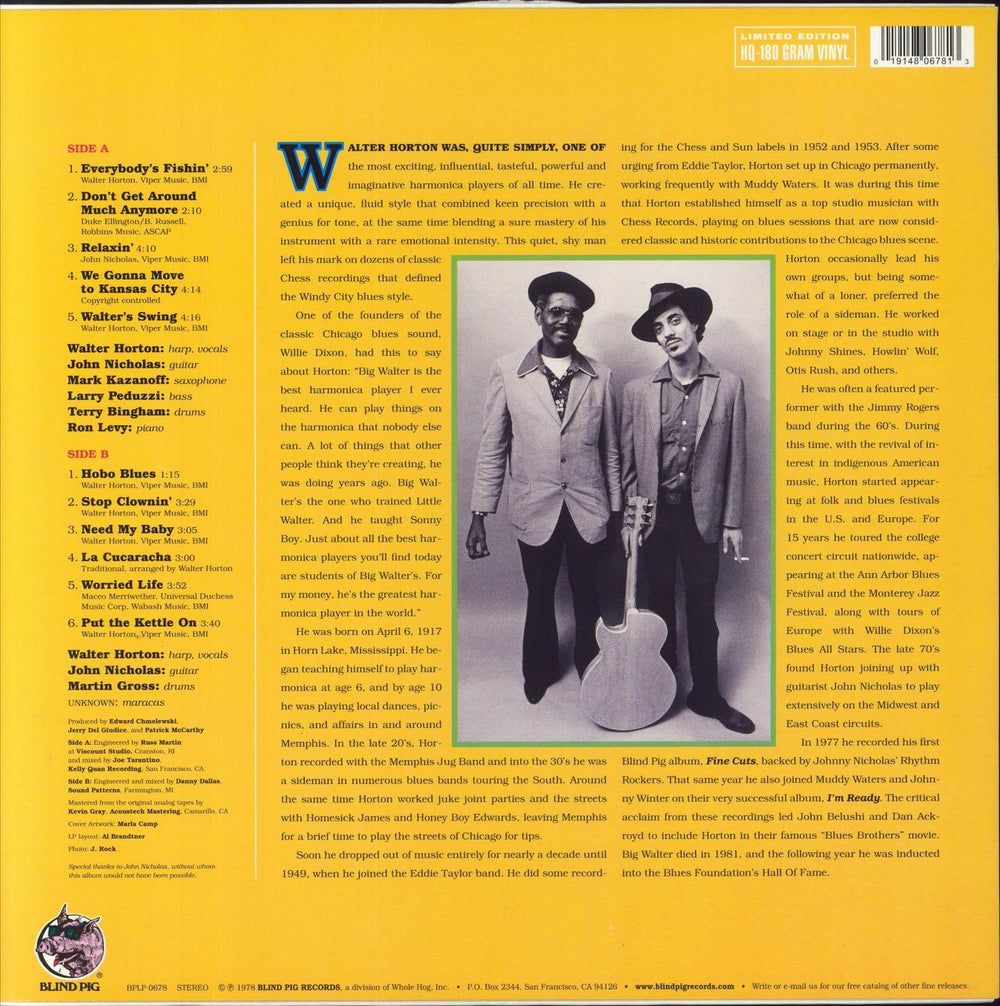 Big Walter Horton Fine Cuts: Remastered - 180 Gram Vinyl UK vinyl LP album (LP record) 019148067813