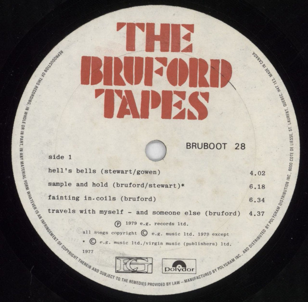 Bill Bruford The Bruford Tapes - Open Shrink Canadian vinyl LP album (LP record) BFOLPTH817367