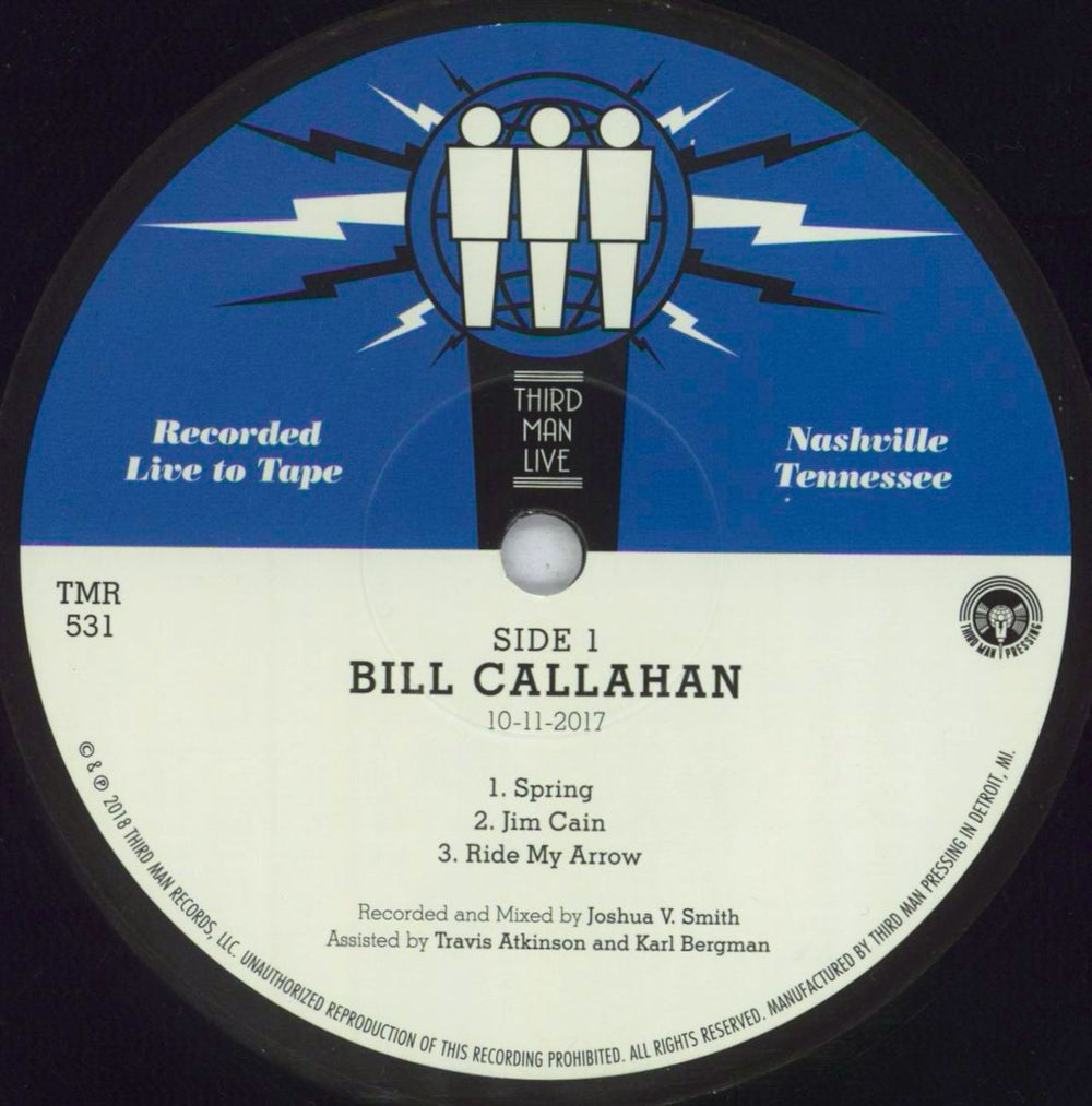 Bill Callahan Live At Third Man Records US vinyl LP album (LP record) CL6LPLI846509